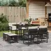 Image de vidaXL Ensemble à manger de jardin 9pcs coussins noir résine tressée