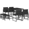 Image de vidaXL Ensemble à Manger de Jardin avec Coussins 9 pcs, Table et Chaises à Dossier Rabattable, Meubles d'Extérieur Patio Terrasse, Moderne, Noir Résine Tressée