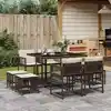 Image de vidaXL Ensemble à manger de jardin et coussins 9 pcs marron poly rotin