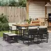 Image de vidaXL Ensemble à manger de jardin 9pcs coussins noir résine tressée