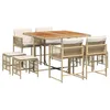 Image de vidaXL Ensemble à Manger de Jardin avec Coussins 9 pcs, Table et Chaises à Dossier Rabattable, Meubles d'Extérieur Patio Terrasse, Moderne, Beige Résine Tressée
