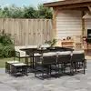 Image de vidaXL Ensemble à manger de jardin 11 pcs coussins noir résine tressée