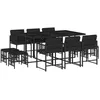 Image de vidaXL Ensemble à Manger de Jardin avec Coussins 11 pcs, Table et Chaises à Dossier Rabattable, Meubles d'Extérieur Patio Terrasse, Moderne, Noir Résine Tressée