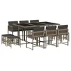 Image de vidaXL Ensemble à Manger de Jardin avec Coussins 11 pcs, Table et Chaises à Dossier Rabattable, Meubles d'Extérieur Patio Terrasse, Moderne, Gris Résine Tressée