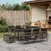 Image de vidaXL Ensemble à manger de jardin 11pcs avec coussins gris poly rotin