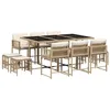 Image de vidaXL Ensemble à Manger de Jardin avec Coussins 11 pcs, Table et Chaises à Dossier Rabattable, Meubles d'Extérieur Patio Terrasse, Moderne, Beige Résine Tressée
