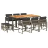 Image de vidaXL Ensemble à Manger de Jardin avec Coussins 11 pcs, Table et Chaises à Dossier Rabattable, Meubles d'Extérieur Patio Terrasse, Moderne, Gris Résine Tressée