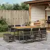 Image de vidaXL Ensemble à manger de jardin 11pcs avec coussins gris poly rotin