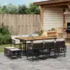 Image de vidaXL Ensemble à manger de jardin 11 pcs coussins noir résine tressée
