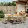 Image de vidaXL Ensemble à manger de jardin et coussins 11 pcs beige poly rotin