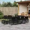 Image de vidaXL Ensemble à manger de jardin 13 pcs coussins noir résine tressée