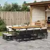 Image de vidaXL Ensemble à manger de jardin 13 pcs coussins noir résine tressée