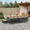 Image de vidaXL Ensemble à manger de jardin 15 pcs coussins noir résine tressée