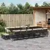 Image de vidaXL Ensemble à manger de jardin 17 pcs coussins noir résine tressée