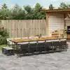 Image de vidaXL Ensemble à manger de jardin 17 pcs coussins noir résine tressée