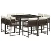 Image de vidaXL Ensemble à Manger de Jardin avec Coussins 9 pcs, Table et Chaises à Dossier Rabattable, Meubles d'Extérieur Patio Terrasse, Moderne, Marron Résine Tressée