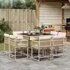 Image de vidaXL Ensemble à manger de jardin et coussins 9 pcs beige Poly rotin