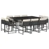 Image de vidaXL Ensemble à Manger de Jardin avec Coussins 11 pcs, Table et Chaises à Dossier Rabattable, Meubles d'Extérieur Patio Terrasse, Moderne, Noir Résine Tressée