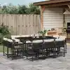 Image de vidaXL Ensemble à manger de jardin 11 pcs coussins noir résine tressée