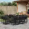 Image de vidaXL Ensemble à manger de jardin 11 pcs coussins noir résine tressée