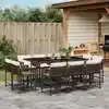 Image de vidaXL Ensemble à manger de jardin et coussins 11 pcs marron rotin