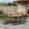 Image de vidaXL Ensemble à manger de jardin 11pcs avec coussins gris poly rotin