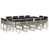 Image de vidaXL Ensemble à Manger de Jardin avec Coussins 13 pcs, Table et Chaise de Terrasse, Meubles de Patio, Mobilier d'Extérieur, Gris Clair Résine Tressée