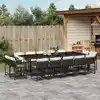 Image de vidaXL Ensemble à manger de jardin 15 pcs coussins noir résine tressée