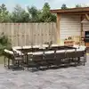Image de vidaXL Ensemble à manger de jardin avec coussins 15 pcs marron rotin