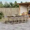 Image de vidaXL Ensemble à manger de jardin et coussins 15 pcs mélange beige