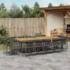 Image de vidaXL Ensemble à manger de jardin 15 pcs coussins gris résine tressée