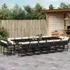 Image de vidaXL Ensemble à manger de jardin 17 pcs coussins noir résine tressée