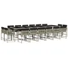 Image de vidaXL Ensemble à Manger de Jardin avec Coussins 17 pcs, Table et Chaise de Terrasse, Meubles de Patio, Mobilier d'Extérieur, Gris Clair Résine Tressée