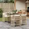 Image de vidaXL Ensemble à manger de jardin avec coussins 5pcs Beige poly rotin