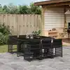 Image de vidaXL Ensemble à manger de jardin coussins 7pcs Noir Résine tressée