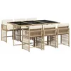 Image de vidaXL Ensemble à Manger de Jardin avec Coussins 7 pcs, Table et Chaises à Dossier Rabattable, Meubles d'Extérieur Patio Terrasse, Moderne, Beige Résine Tressée