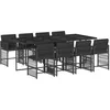 Image de vidaXL Ensemble à Manger de Jardin avec Coussins 9 pcs, Table et Chaises à Dossier Rabattable, Meubles d'Extérieur Patio Terrasse, Moderne, Noir Résine Tressée