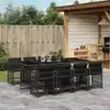 Image de vidaXL Ensemble à manger de jardin 9pcs coussins noir résine tressée