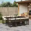 Image de vidaXL Ensemble à manger de jardin et coussins 9 pcs marron poly rotin