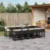 Image de vidaXL Ensemble à manger de jardin 11 pcs coussins noir résine tressée