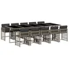 Image de vidaXL Ensemble à Manger de Jardin avec Coussins 11 pcs, Table et Chaises à Dossier Rabattable, Meubles d'Extérieur Patio Terrasse, Moderne, Gris Résine Tressée