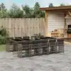 Image de vidaXL Ensemble à manger de jardin 11pcs avec coussins gris poly rotin