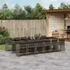 Image de vidaXL Ensemble à manger de jardin coussins 13 pcs gris résine tressée