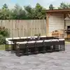 Image de vidaXL Ensemble à manger de jardin avec coussins 13 pcs marron rotin