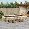 Image de vidaXL Ensemble à manger de jardin et coussins 13 pcs beige