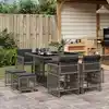 Image de vidaXL Ensemble à manger de jardin 9 pcs coussins gris résine tressée
