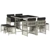 Image de vidaXL Ensemble à Manger de Jardin avec Coussins 9 pcs, Table et Chaise de Terrasse, Meubles de Patio, Mobilier d'Extérieur, Gris Clair Résine Tressée