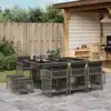 Image de vidaXL Ensemble à manger de jardin 11pcs avec coussins gris poly rotin