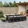 Image de vidaXL Ensemble à manger de jardin 15 pcs coussins noir résine tressée