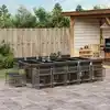 Image de vidaXL Ensemble à manger de jardin 15 pcs coussins gris résine tressée